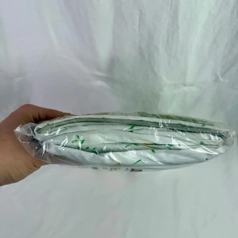 JCPenney NOS VTG Muslin White & Floral Print Cora Full Fitted Sheet In Package - Picture 5 of 5